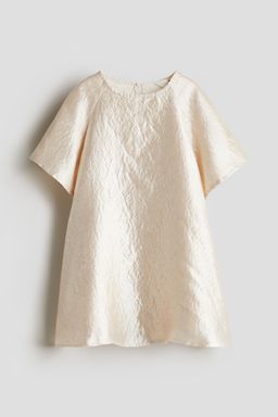 H&M - Girls Beige Jacquard-Weave Dress