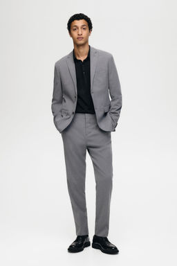 H&M - Men Grey Slim Fit Suit Trousers