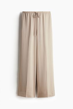 H&M - Women Beige Wide Drawstring Trousers