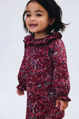 H&M - Girls Red 2-Piece Floral-Print Cotton Set