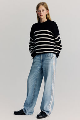 H&M - Girls Blue Baggy Fit Low Jeans