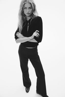 H&M - Women Black Fla Trousers