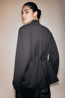 H&M - Women Black Belted Blazer