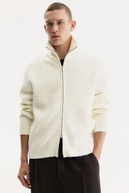 H&M - Men White Regular Fit Zip Cardigan