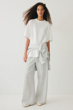 H&M - Women Grey Wide Crease-Front Sweatpants