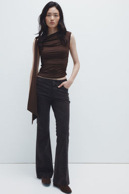 H&M - Women Brown Draped Cold-Shoulder Top