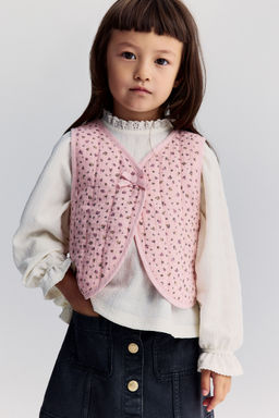 H&M - Girls Pink Quilted Muslin Waistcoat