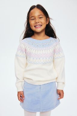 H&M - Girls White Jacquard-Knit Jumper