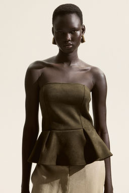 H&M - Women Green Bandeau Peplum Top