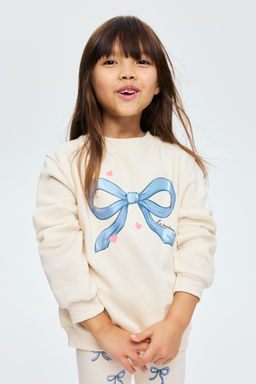 H&M - Girls White Printed Brushed-Inside Sweatshirt