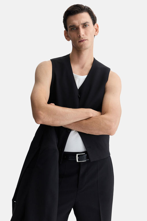 H&M Men Black Regular Fit Waistcoat
