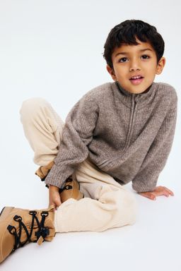 H&M - Boys Grey Rib-Knit Zip Cardigan