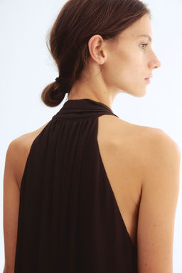 H&M - Women Brown Bow-Collar Maxi Dress