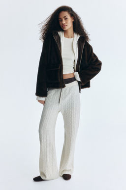 H&M - Women White Cable-Knit Trousers