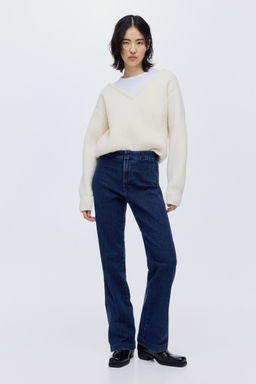 H&M - Women Blue Fla High Jeans