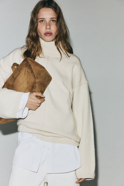 H&M - Women White Seam-Detail Turtleneck Jumper