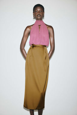 H&M - Women Yellow Satin Tulip Skirt