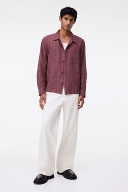 H&M - Men Red Regular Fit Textu Cotton Shirt