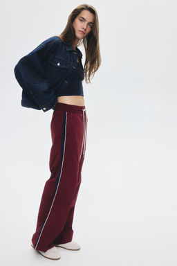 H&M - Women Red Nylon Drawstring Trousers