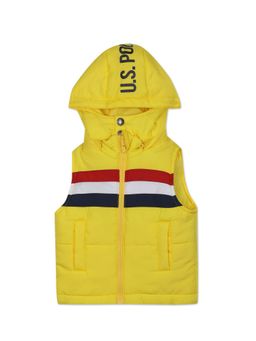 U.S. POLO ASSN. - Boys Yellow Sleeveless Detachable Hood Solid Puffer Jacket