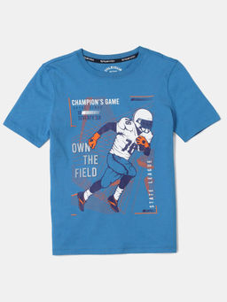 Jockey Juniors - AB23 Boys Super Combed Cotton Graphic Printed T-Shirt - Vallarta Blue