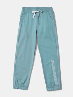 Jockey Juniors - AG68 Girls Super Combed Cotton French Terry Printed Joggers - Mineral Blue