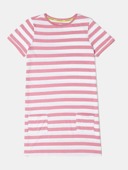 Jockey Juniors - AG72 Girls Super Combed Cotton Striped Dress - Brandied Apricot