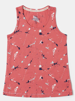 Jockey Juniors - UG36 Girls Super Combed Cotton Printed Tank Top - Faded Rose