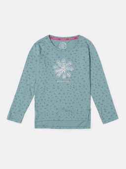 Jockey Juniors - AG19 Girls Super Combed Cotton Printed T-Shirt - Mineral Blue