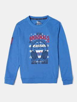Jockey Juniors - UB58 Boys Super Combed Cotton Rich Printed Sweatshirt - Palace Blue
