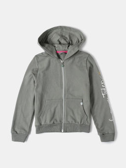 Jockey Juniors - AG20 Girls Cotton French Terry Printed Hoodie Jacket - Sea Spray