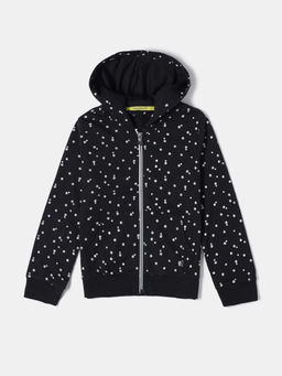 Jockey Juniors - AG69 Girls Cotton French Terry Printed Hoodie Jacket - Black