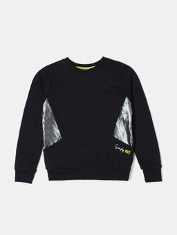 Jockey Juniors - AG43 Girls Cotton French Terry Graphic Printed Sweatshirt - Black