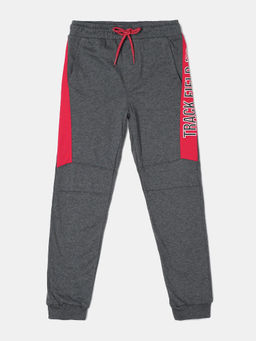Jockey Juniors - AB18 Boys Super Combed Cotton Graphic Printed Joggers - Charcoal Melange