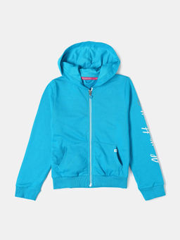 Jockey Juniors - AG20 Girls Cotton French Terry Printed Hoodie Jacket - Sky Dive