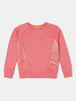 Jockey Juniors - AG43 Girls Cotton French Terry Graphic Printed Sweatshirt - Brandied Apricot