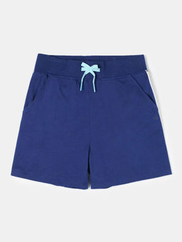 Jockey Juniors - AG63 Girls Super Combed Cotton Solid Shorts with Side Taping - Blue Depth