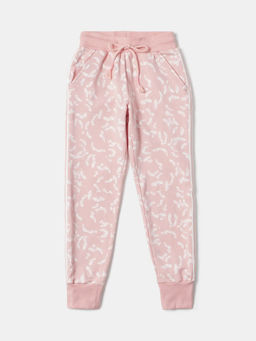Jockey Juniors - CG08 Girls Cotton Elastane French Terry Printed Joggers - Coral Cloud