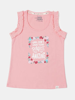 Jockey Juniors - CG19 Girls Super Combed Cotton Graphic Printed Tank Top - Flamingo Pink