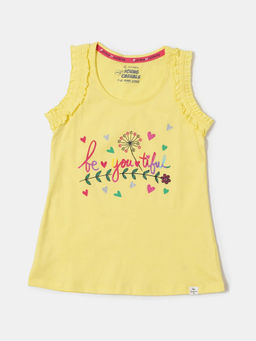 Jockey Juniors - CG19 Girls Super Combed Cotton Graphic Printed Tank Top - Yellow Cream