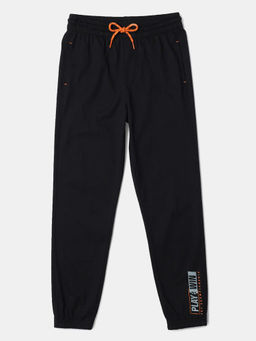 Jockey Juniors - AB10 Boys Super Combed Cotton Rich Graphic Printed Joggers - Black