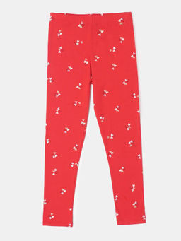 Jockey Juniors - UG08 Girls Super Combed Cotton Elastane Leggings - Rio Red Printed
