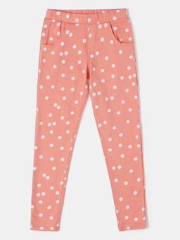 Jockey Juniors - UG37 Girls Super Combed Cotton Elastane Printed Jeggings - Burnt Coral