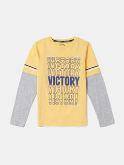 Jockey Juniors - AB33 Boys Super Combed Cotton Printed Full Sleeve T-Shirt - Corn Silk Printed