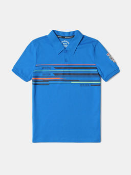 Jockey Juniors - AB39 Boys Super Combed Cotton Rich Printed Polo T-Shirt - Neon Blue