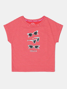 Jockey Juniors - AG47 Girls Super Combed Cotton Printed Short Sleeve T-Shirt - Rio Red Printed