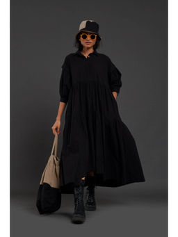 Mati - Black Tiered Shirt Dress