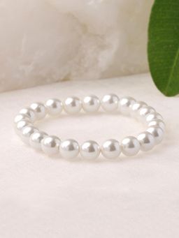Ornate Jewels - Round White Shell Pearl Bracelet