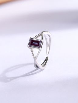 Ornate Jewels - 925 Silver Rhodium Plated Alexandrite Solitaire Adjustable Ring for Women & Girls