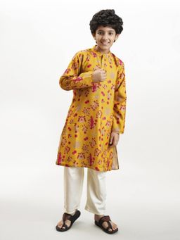 Bittu by Bhama - Yellow Floral Kurta and Pyjama